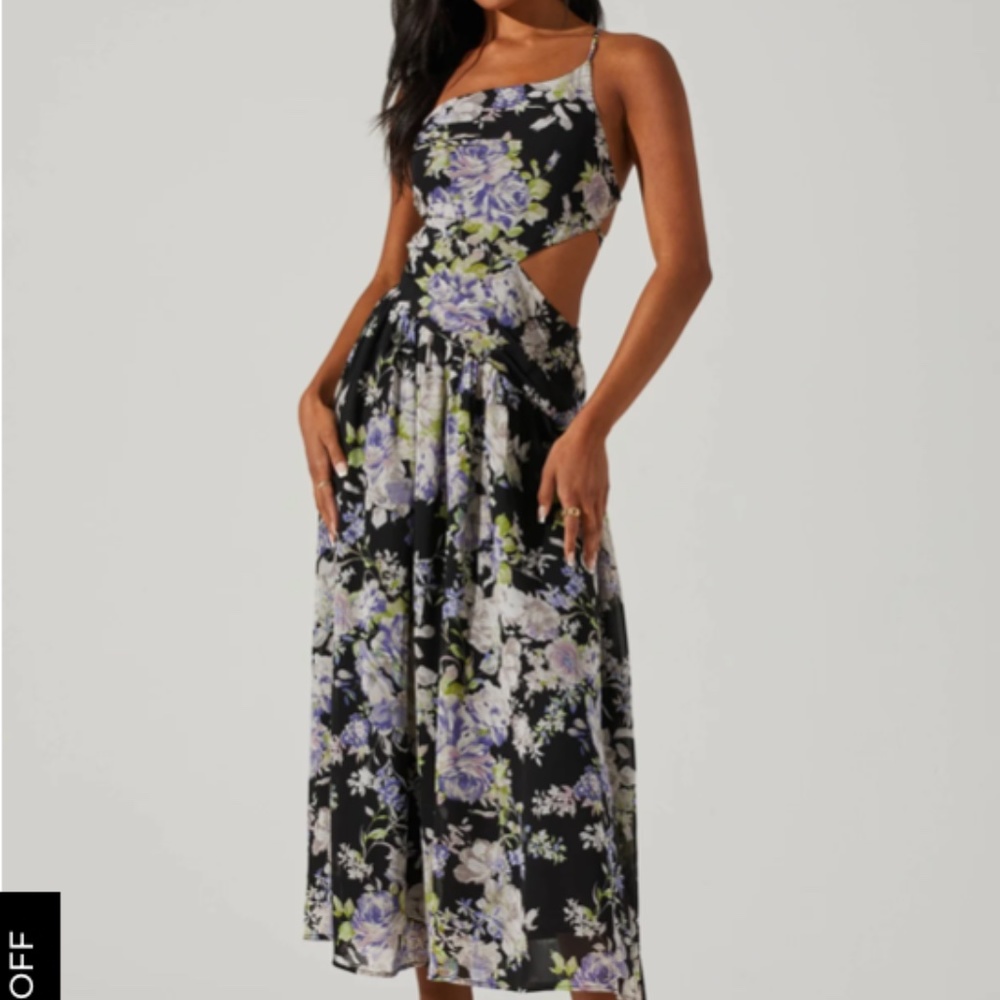 ASTR FLORAL SIDE CUT OUT MIDI DRESS